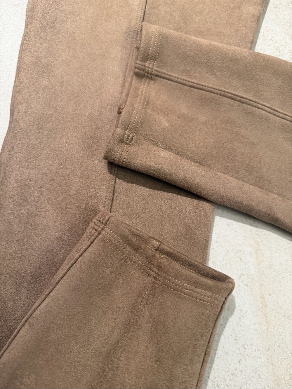 SPANX Rich Caramel Faux Suede Leggings High Waist Slimming Large L - Picture 7 of 7